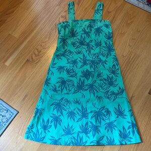 Vintage summer sundress green palm print